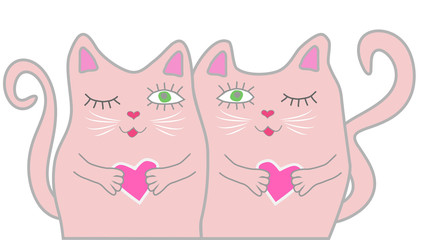 Valentine's day card with couple of cute cats.