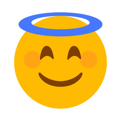 Angel smiley face with halo emoji vector