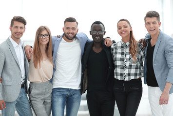 Casual group of people standing isolated over white background
