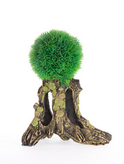 decorative aquarium decoration on white isolated background