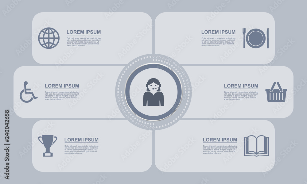 Poster Editable infographic vector template for business presentation, diagram, workflow concept with 6 options