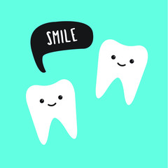 set of cute teeth saying to smile