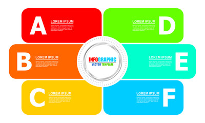 Editable infographic vector template for business presentation, diagram, workflow concept with 6 options