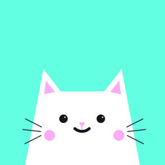 cute cat postcard wth blue background vector