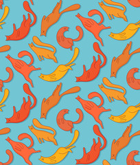 Colorful cats  pets cute seamless vector pattern