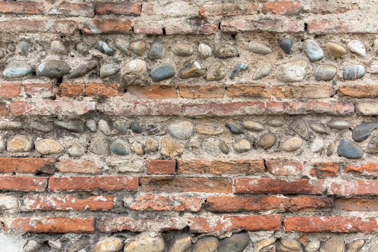 Wall in the opus spicatum arrangement. Historical background characteristic for French architecture.