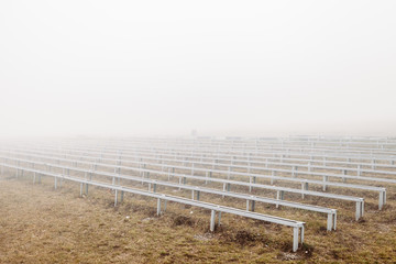 grandstand in fog. mystical dramatic photo