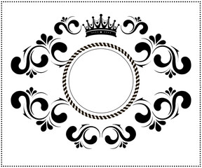 beautiful calligraphic frame with crown
