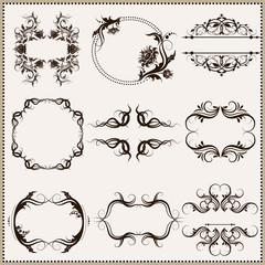 set of elegant calligraphic frames