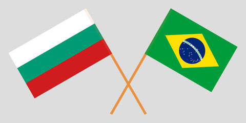 Brazil and Bulgaria. The Brazilian and Bulgarian flags. Official proportion. Correct colors. Vector