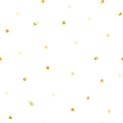 Gold glitter confetti vector seamless pattern ((little circles).