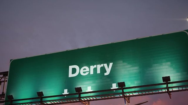 Airplane Landing Derry during a wonderful sunrise