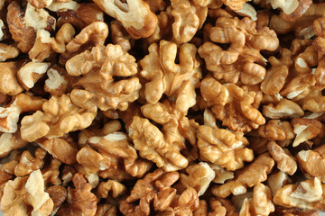 Big shelled walnuts background