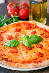 Neapolitan pizza made with fresh and organic ingredients