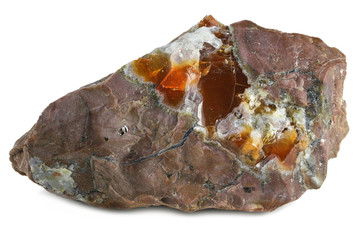 fire opal from Mexico isolated on white background