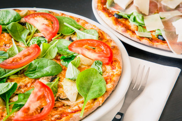 Neapolitan pizza made with fresh and organic ingredients