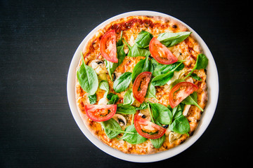 Neapolitan pizza made with fresh and organic ingredients