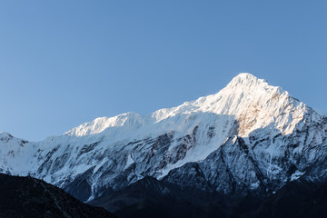 Nilgiri Himal view from Jomsom Airport during sunset