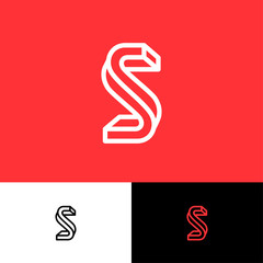 S Impossible letter. S monogram consist of thin lines. Web, UI icon. Identity. Business card.