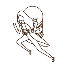 Obraz premium Businesswoman with lightbulb avatar character