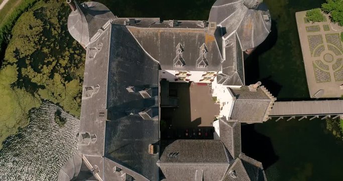 Aerial view of Ammersoyen Castle (in Dutch: Kasteel Ammersoyen) is a medieval castle , Netherlands.