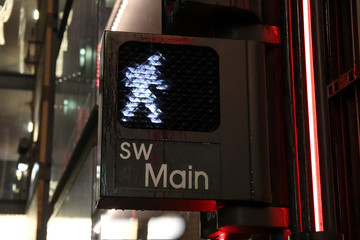 Pedestrian signal that shows you can walk in city