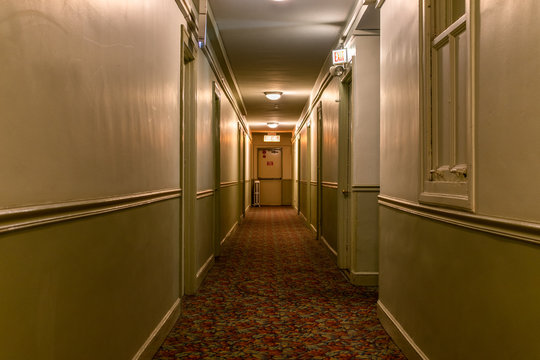 Dark Old American Apartment Building Hallway 