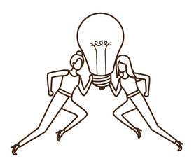Businesswomen with lightbulb avatar character