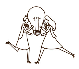 Businesswomen with lightbulb avatar character