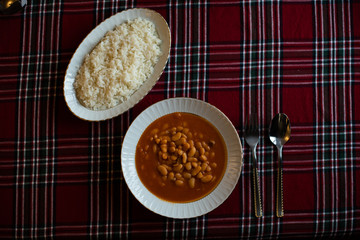 Kuru Fasulye Pilav, Baked White Beans, Traditional Turkish Food