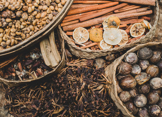 variety of spices  beautiful background