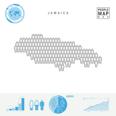 Jamaica People Icon Map. Stylized Vector Silhouette of Jamaica. Population Growth and Aging Infographics