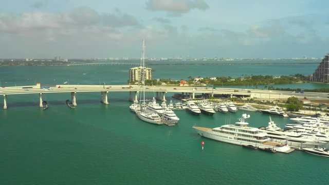 Aerials luxury yachts Miami