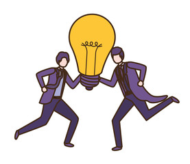 Businessmen with lightbulb avatar character