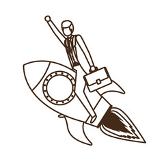 businessman with rocket avatar character