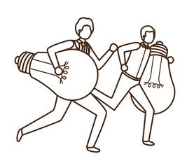 Businessmen with lightbulbs avatar character