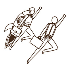 businessmen with rocket avatar character