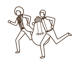 Businessmen with lightbulb avatar character