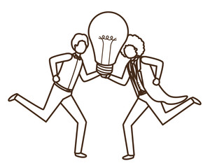 Businessmen with lightbulb avatar character