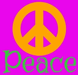 Peace: Sign and Word - obrazy, fototapety, plakaty