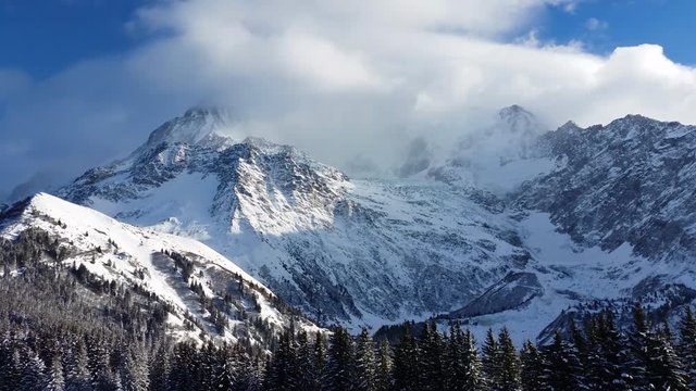 Footage of the glacier of Bionnassay locqted qt the bqse of French face of the Mont Blanc.