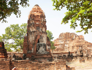 Thai pagoda in ruins in the Ancient Thailand in what was once a Thai temple