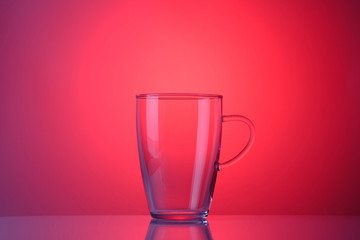 Empty glass cup on a beautiful background.