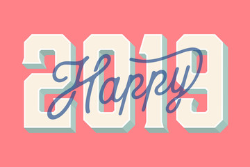 Happy 2019 New Year Card Vector Illustration