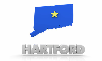 Hartford CT Connecticut City Map 3d Illustration