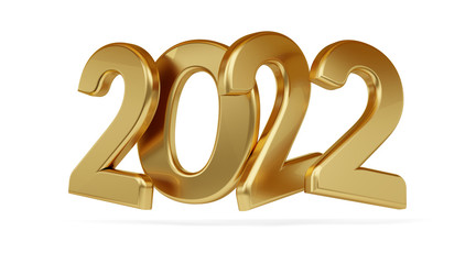 2022 golden bold letters 3d-illustration