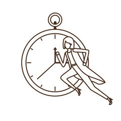 businesswoman with clock avatar character