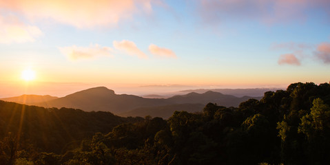 A panorama view of mountain in morning.