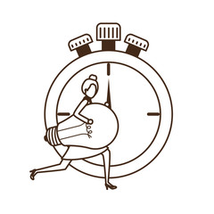 businesswoman with clock and light bulb character