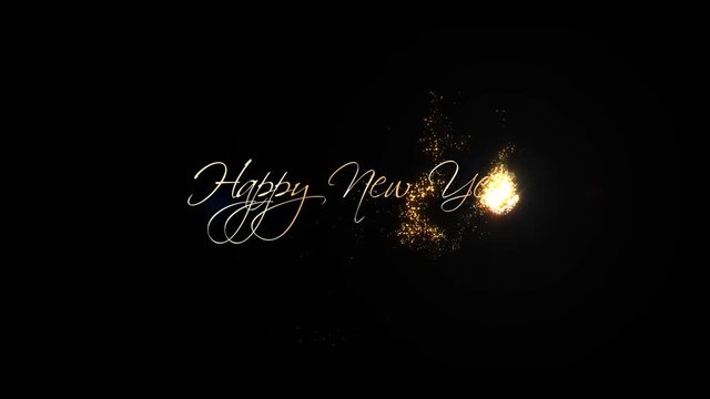 Happy New Year Greeting Beautiful Text Animation With Alpha Channel